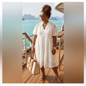 CeCe Puff Sleeve Babydoll Lace Minidress boho vacation beach dress Size XXL